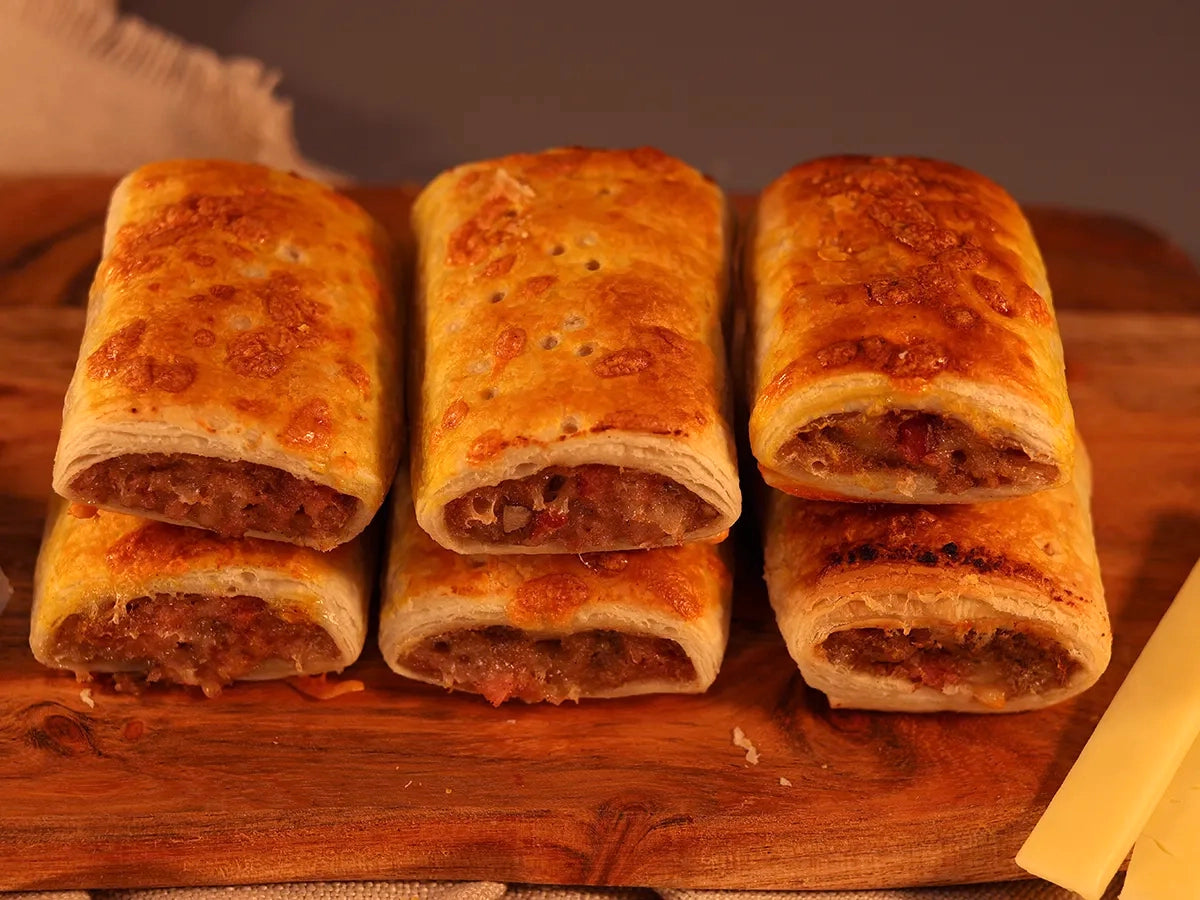 MINI CHEESE BACON SAUSAGE ROLLS BOX 6