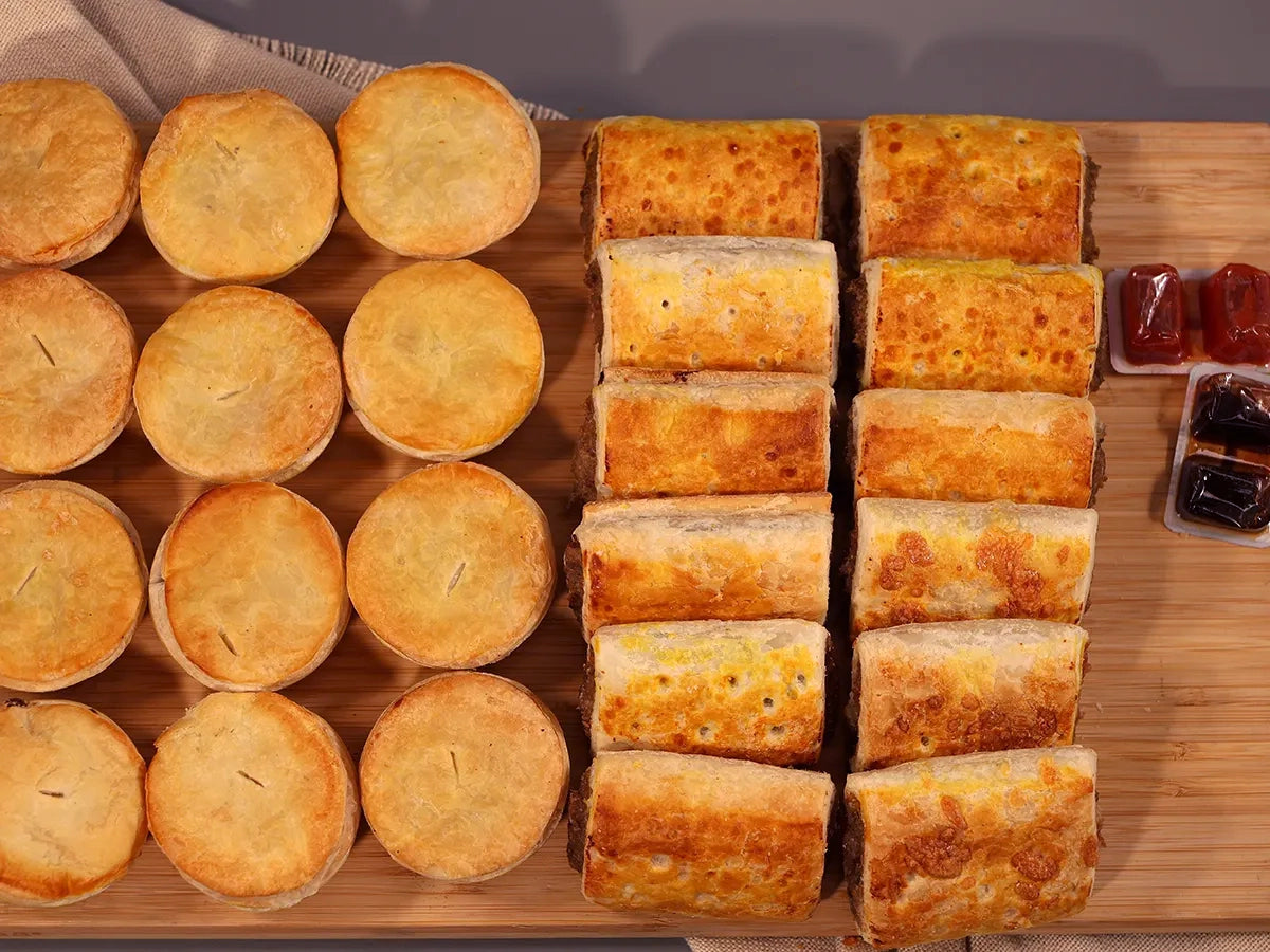 PARTY MIXED MINI PIES & MINI SAUSAGE ROLLS PLATTER 24